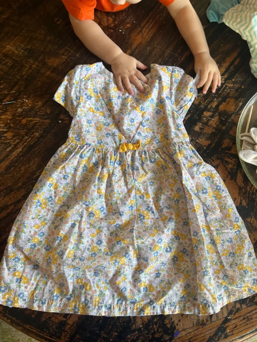 Osh Kosh blue, yellow flower dress, 3t
